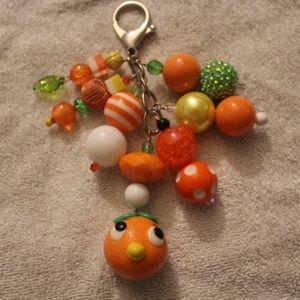 Cute Orange Bird Purse Charm